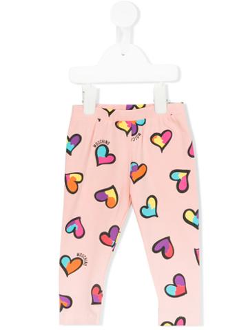 Moschino Kids Heart Print Leggings, Girl's, Size: 18-24 Mth, Pink/purple