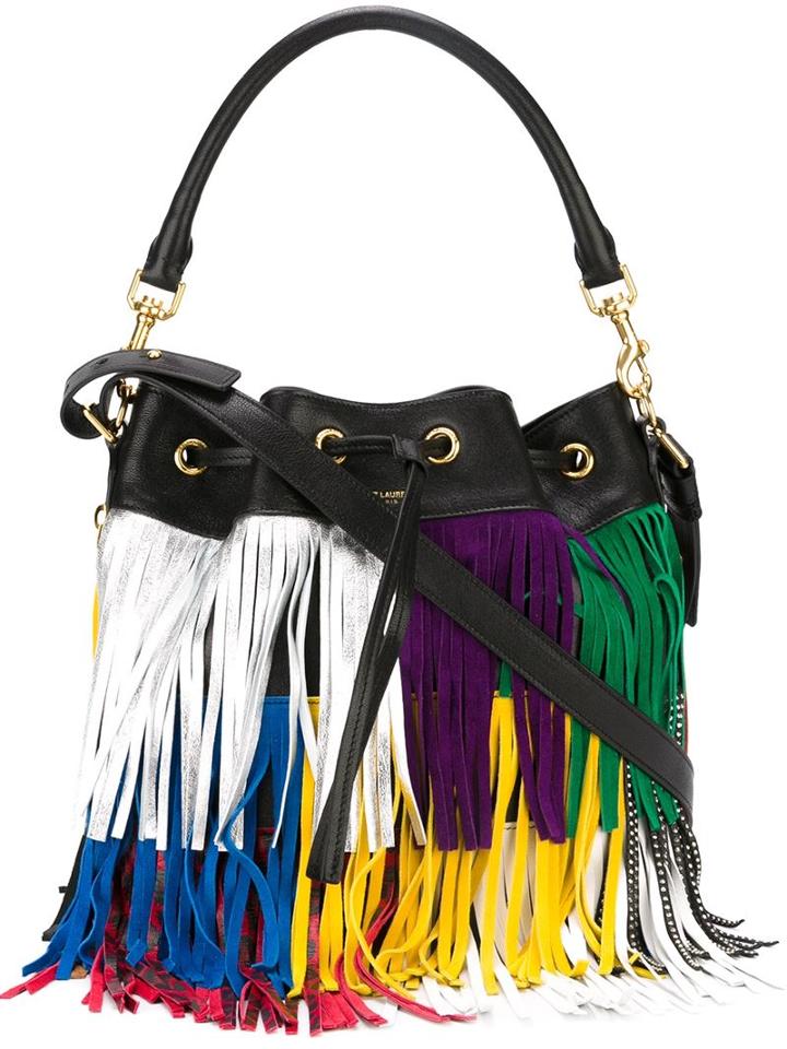 Saint Laurent Medium Emmanuelle Bucket Bag, Women's, Black, Leather