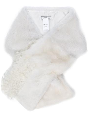 Desa Collection Fur Scarf - White