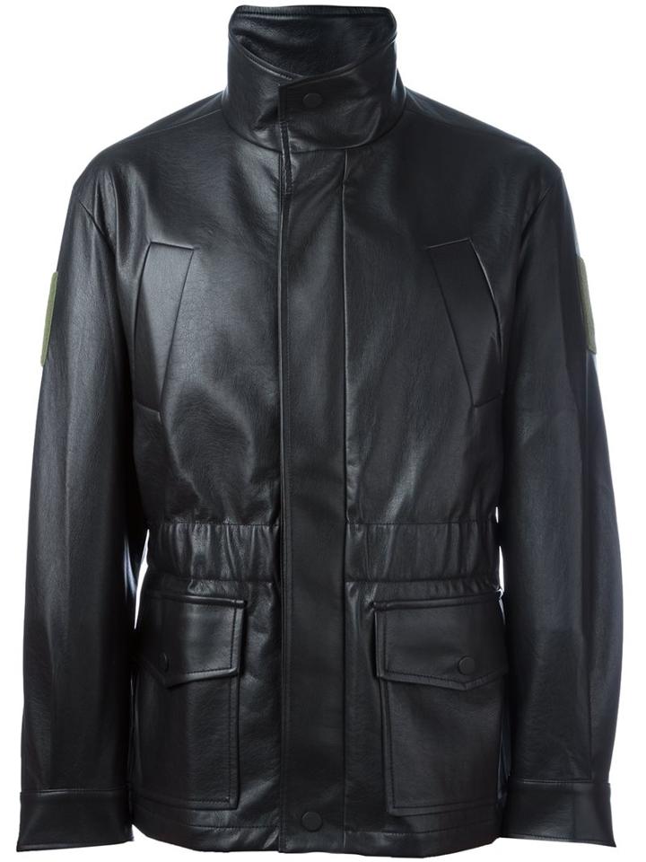 Gosha Rubchinskiy Concealed Zip Jacket, Men's, Size: Medium, Black, Cotton/polyester/polyurethane