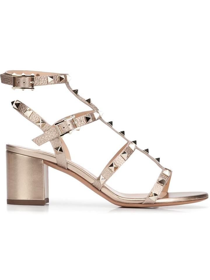 Valentino Garavani Rockstud Sandals, Women's, Size: 9, Grey, Leather