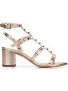 Valentino Garavani Rockstud Sandals, Women's, Size: 9, Grey, Leather