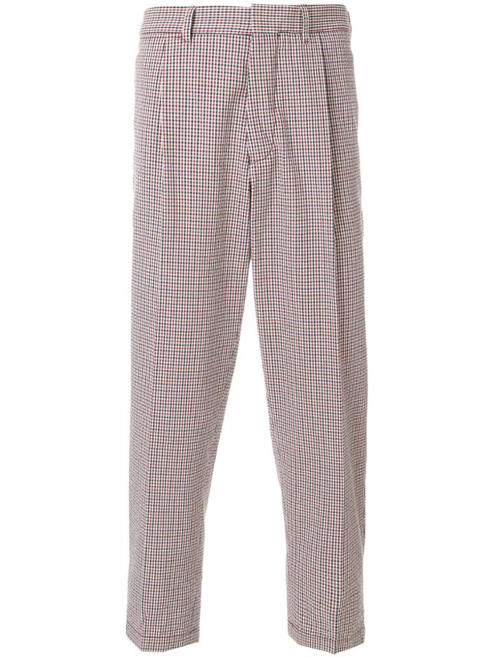 The Gigi Checked Cropped Trousers - Red
