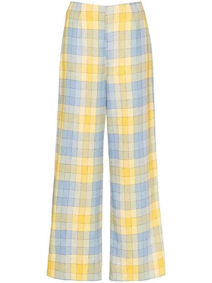Staud Checked Wide-leg Trousers - Yellow
