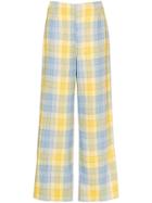 Staud Checked Wide-leg Trousers - Yellow