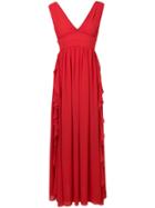 Blanca V-neck Maxi Dress - Red