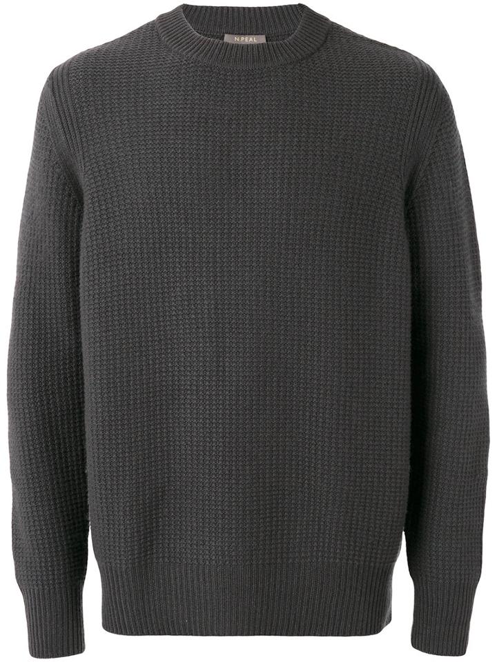N.peal Waffle Knit Jumper, Men's, Size: Small, Grey, Cashmere