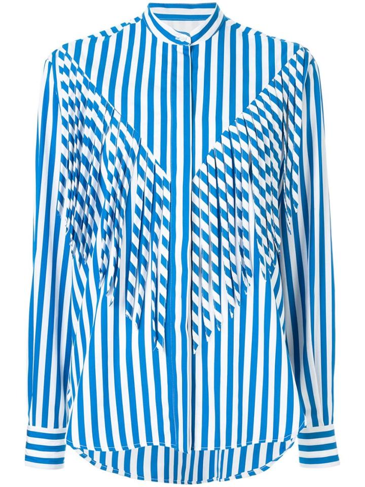 Msgm Fringe Striped Shirt - White