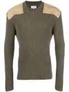 Maison Margiela Shoulder Patch Ribbed Jumper - Green