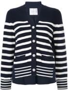 Sacai Striped Back Pleat Cardigan - Blue