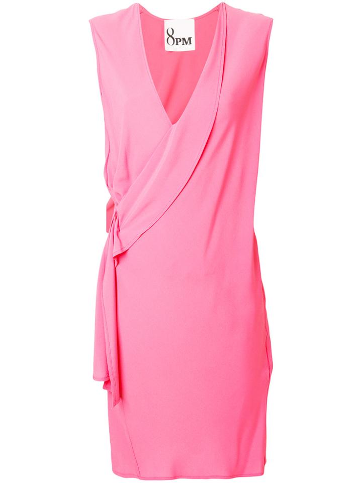 8pm Side Ruffle Trim Dress - Pink & Purple