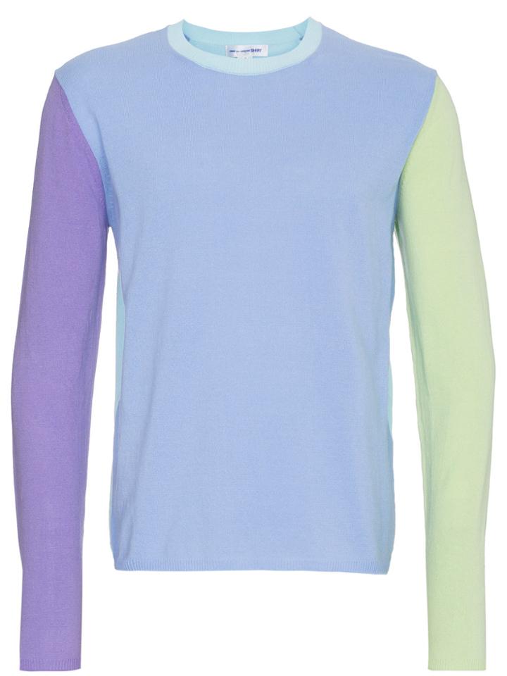 Comme Des Garçons Shirt Bi-colour Long Sleeve Jumper - Blue