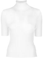 Thom Browne Ribbed Half Sleeve Turtleneck Sweater - White