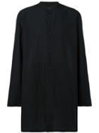 Helmut Lang Mandarin Neck Oversized Shirt, Men's, Size: Medium, Black, Cotton