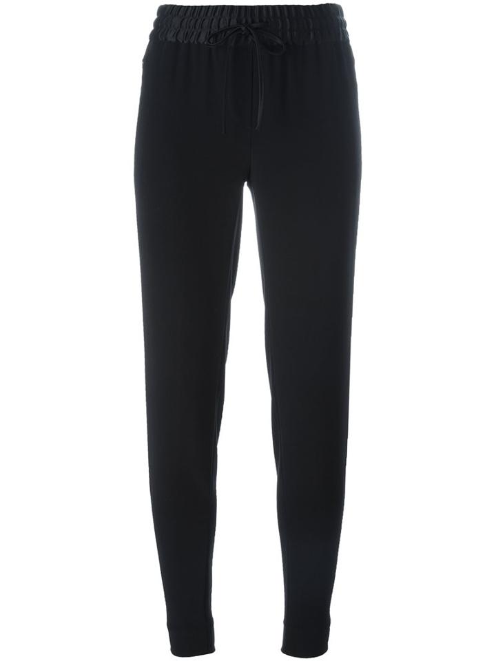 Dkny Tapered Drawstring Trousers, Women's, Size: Large, Black, Polyester/triacetate