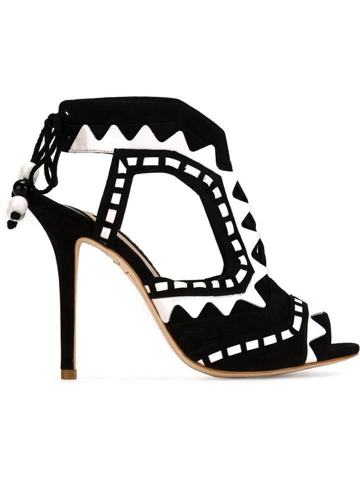 Sophia Webster Riko Sandals, Women's, Size: 37, Black, Calf Leather/calf Suede/leather