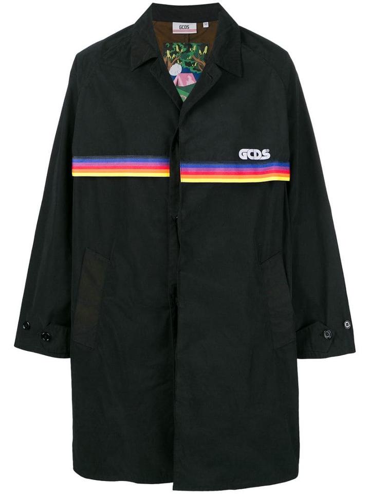Gcds Logo Print Single-breasted Coat - Black