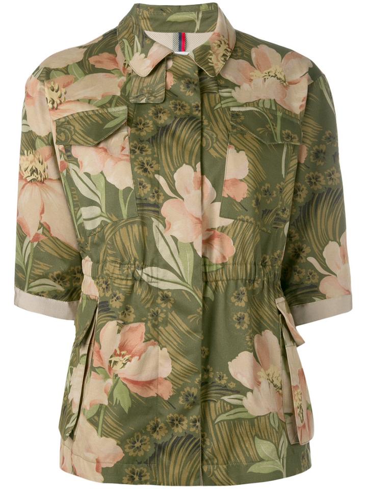 Moncler Floral Blouse, Women's, Size: 2, Green, Cotton/polyamide