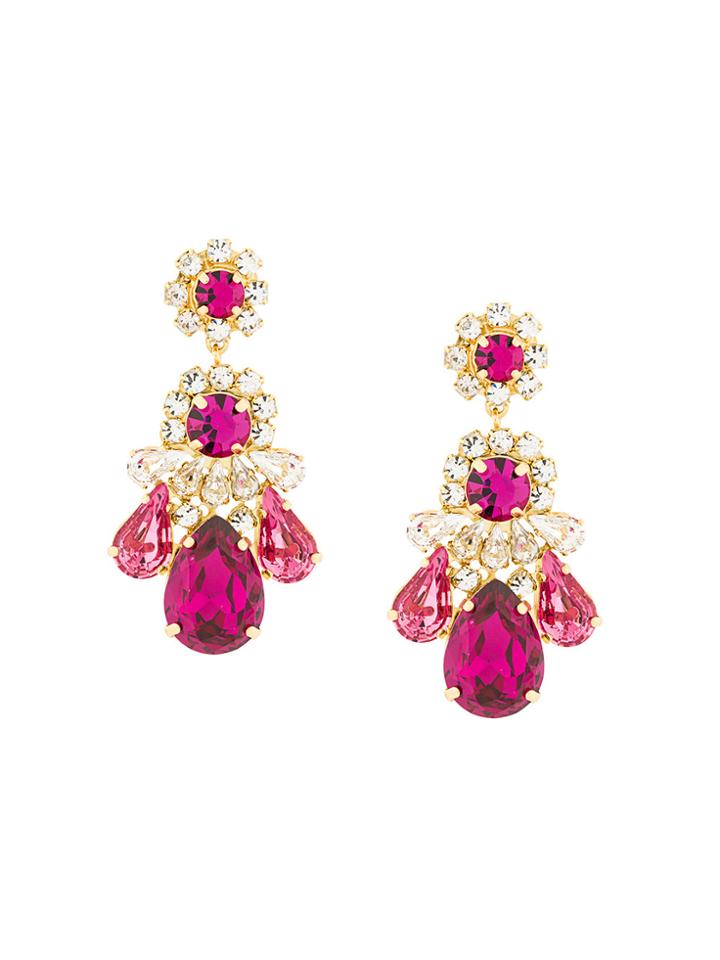 Shourouk Large Drop Earrings - Pink & Purple