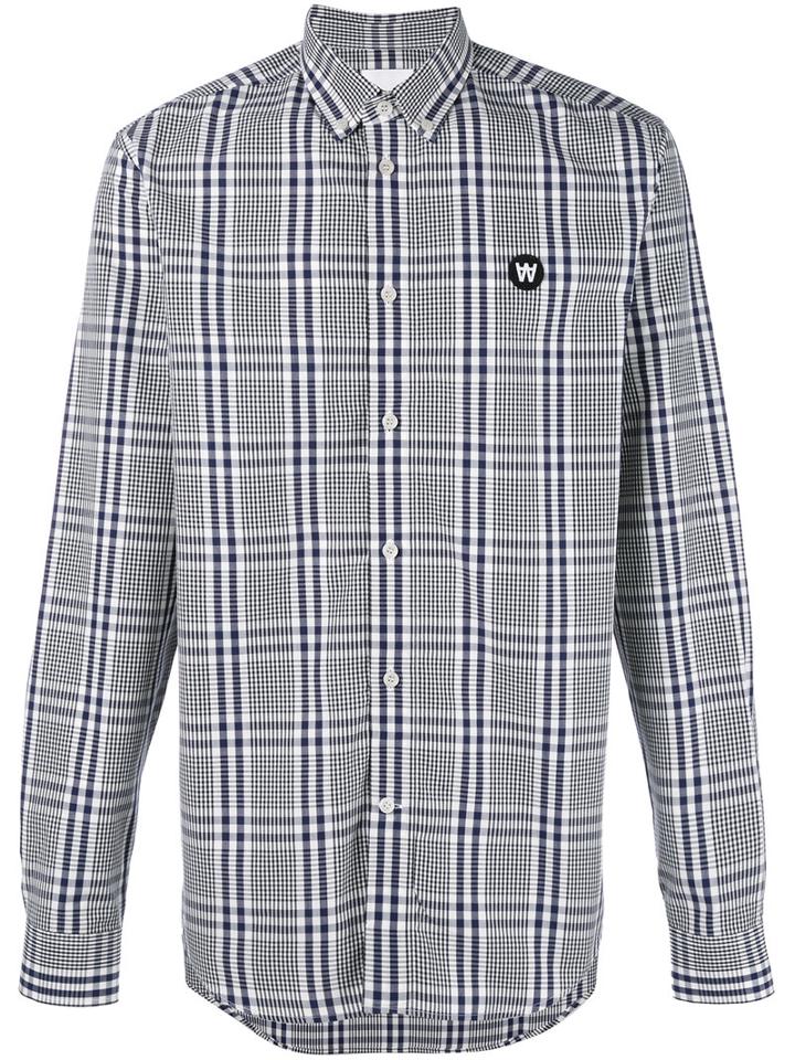 Wood Wood Button-down Plaid Shirt, Men's, Size: Large, Blue, Cotton