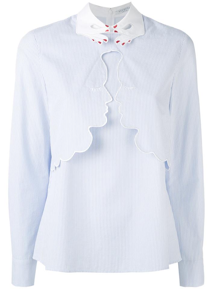 Vivetta - Embroidered Shirt - Women - Cotton - 44, Blue, Cotton