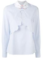 Vivetta - Embroidered Shirt - Women - Cotton - 44, Blue, Cotton