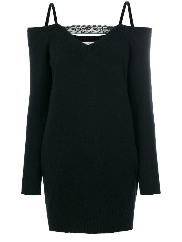 Dondup - Cold Shoulder Dress - Women - Polyamide/spandex/elastane/cashmere/merino - L, Black, Polyamide/spandex/elastane/cashmere/merino