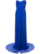 Oscar De La Renta Draped-front Column Gown - Blue