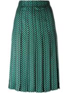 Salvatore Ferragamo Pleated Midi Skirt, Women's, Size: 42, Black, Silk/acetate