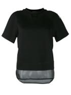 Moncler - Short Sleeve Sheer Layer Top - Women - Cotton - L, Black, Cotton