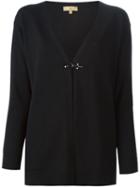 Fay Hook Fastening Cardigan, Women's, Size: Large, Black, Virgin Wool