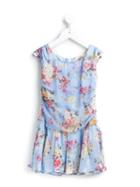 Miss Blumarine Draped Floral Print Dress, Girl's, Size: 8 Yrs, Blue