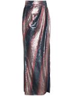 Johanna Ortiz Striped Sequin Maxi Skirt - Blue
