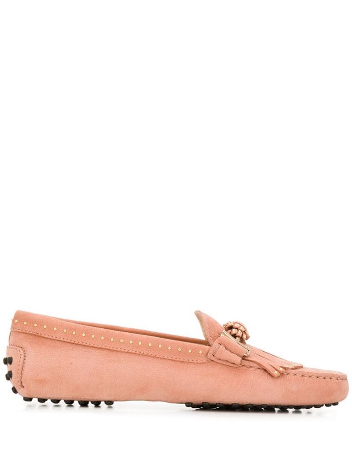 Tod's Gommino Fringed Buckle Loafers - Pink