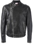 Palm Angels Biker Jacket, Men's, Size: 48, Black, Calf Leather/viscose