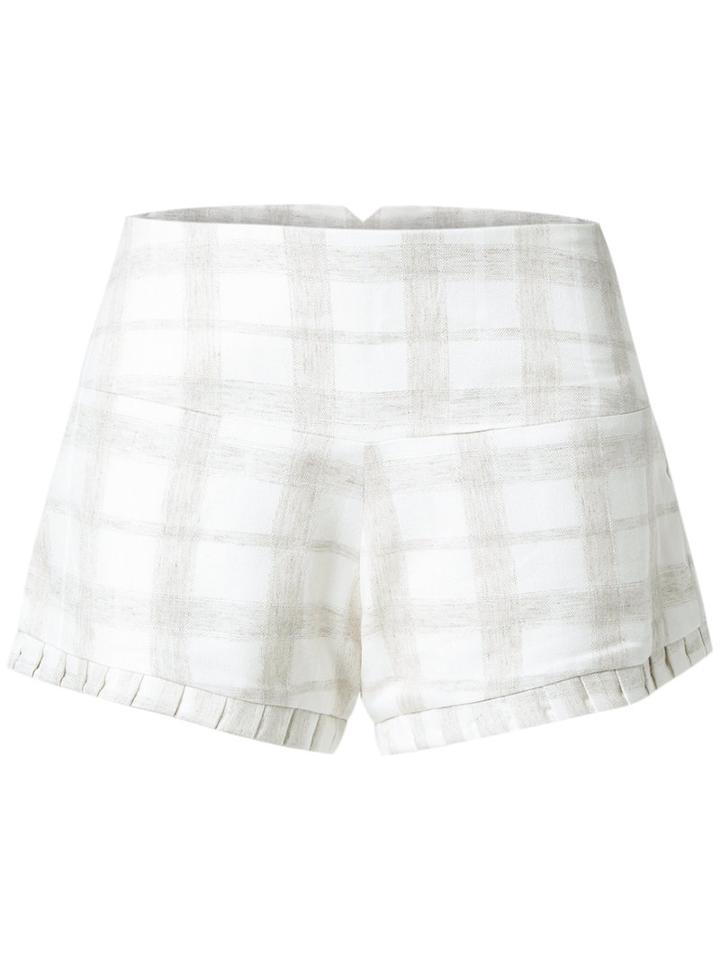 Andrea Bogosian - Plaid Shorts - Women - Linen/flax/viscose/wool - P, White, Linen/flax/viscose/wool