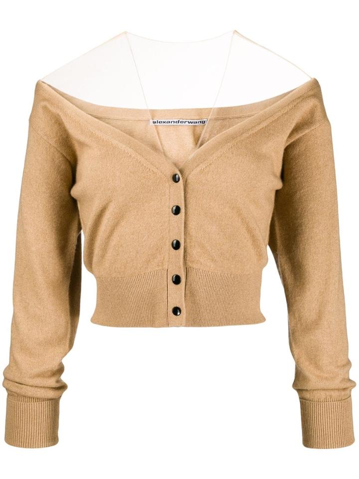 Alexander Wang Off-the-shoulder Cardigan - Neutrals