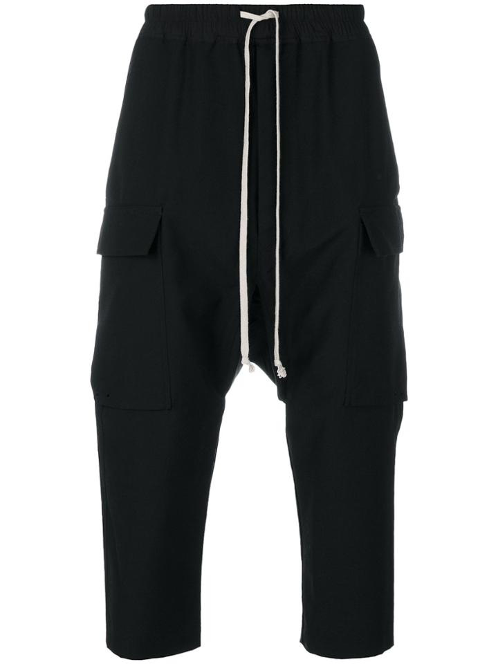 Rick Owens Cropped Cargo Trousers - Black