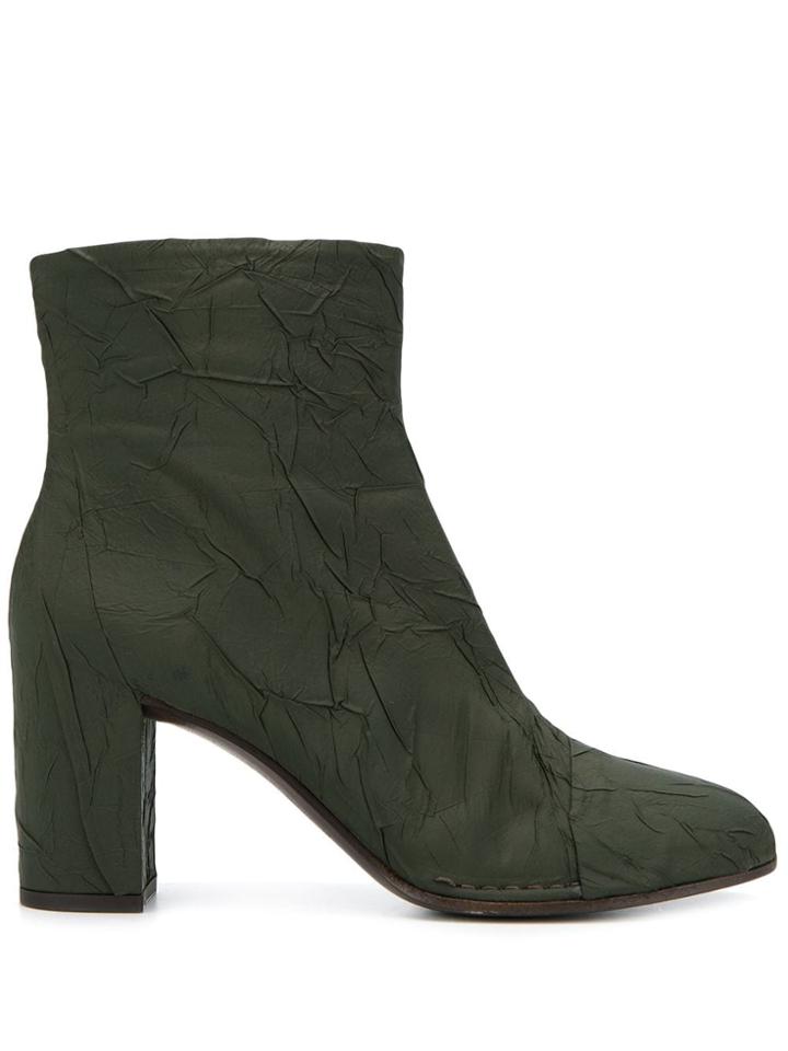 Del Carlo Wrinkle Effect Ankle Boots - Green