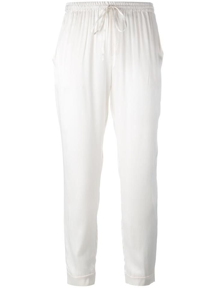 P.a.r.o.s.h. Drawstring Cropped Pants, Women's, Size: Medium, White, Silk/spandex/elastane