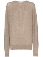 Khaite Emma V-neck Tie Sweater - Neutrals