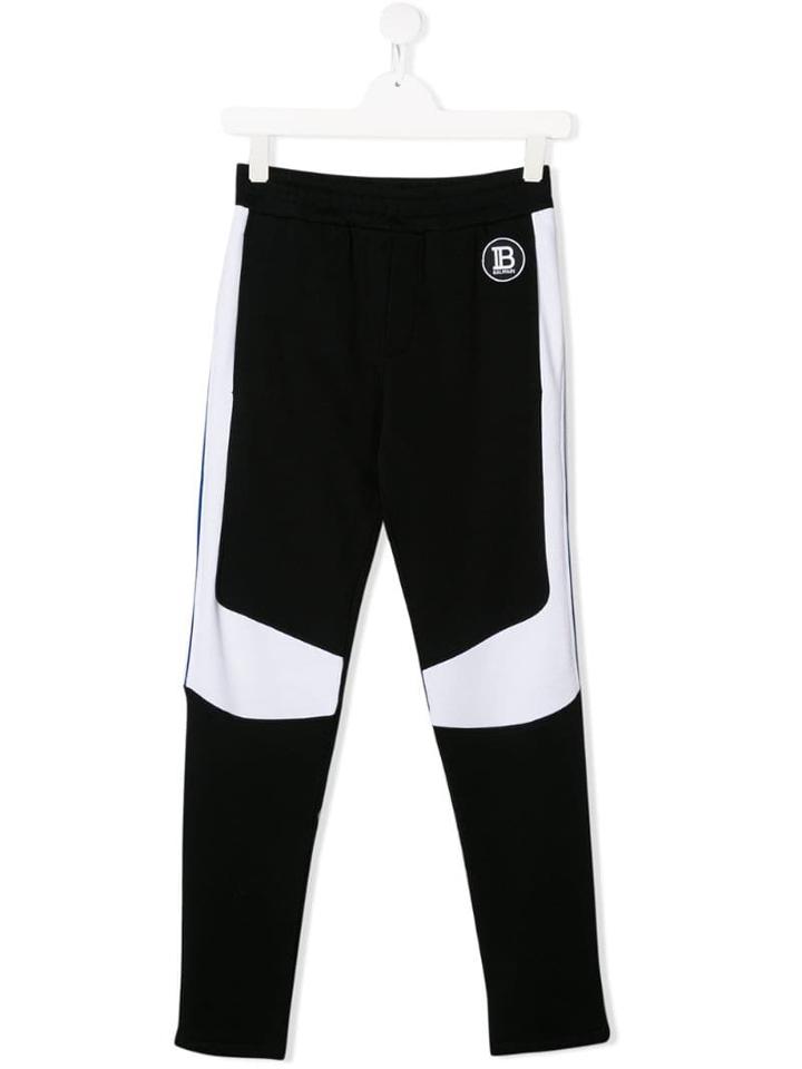Balmain Kids Contrast Panelled Sweatpants - Black