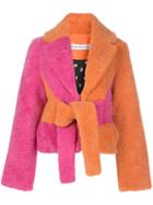 Saks Potts Colour-block Shearling Coat - Orange