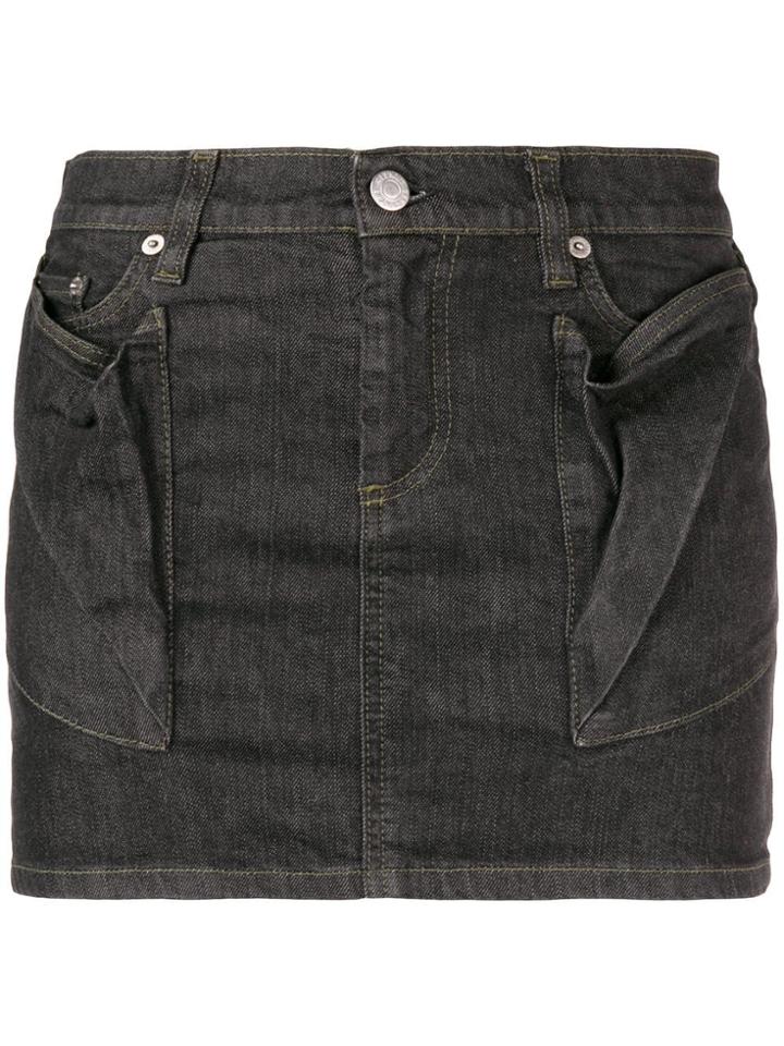 Helmut Lang Vintage Draped Pockets Mini Skirt - Grey