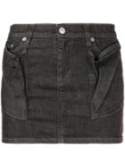 Helmut Lang Vintage Draped Pockets Mini Skirt - Grey