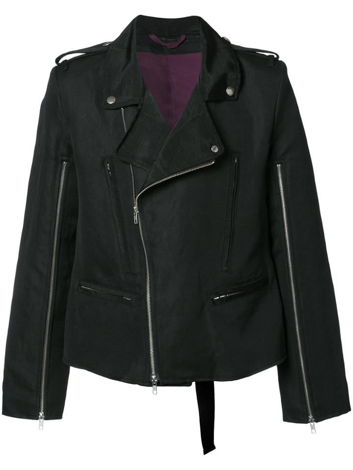Ann Demeulemeester Zip Up Biker Jacket - Black