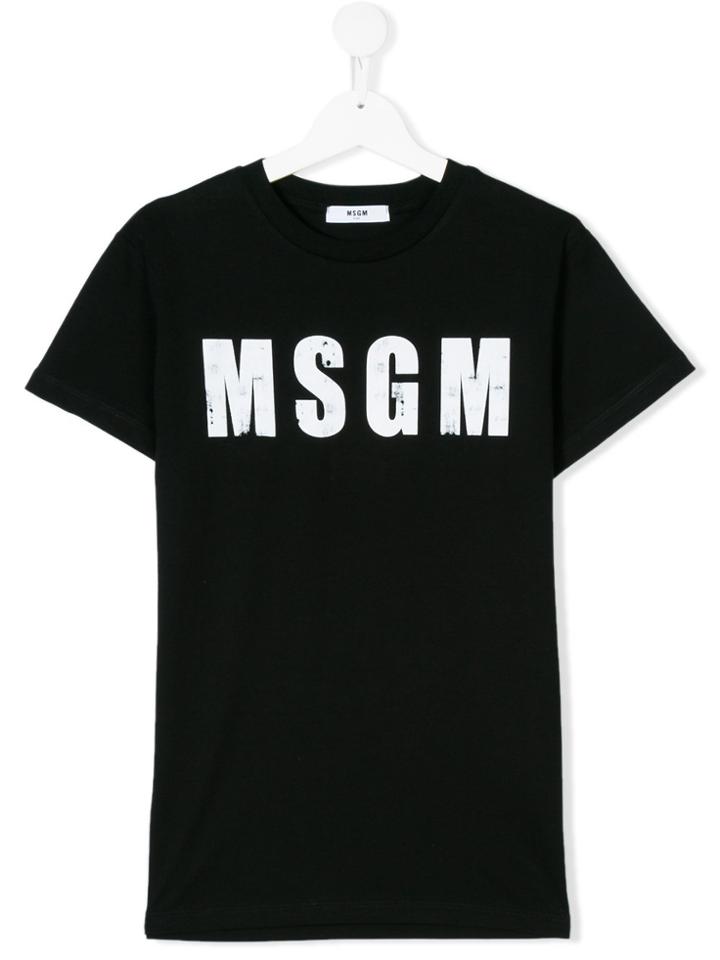 Msgm Kids Logo Printed T-shirt - Black