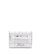 Karl Lagerfeld K/signature Croco Mini Wallet - Silver