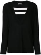 P.a.r.o.s.h. Rear-stripe V-neck Sweater - Black