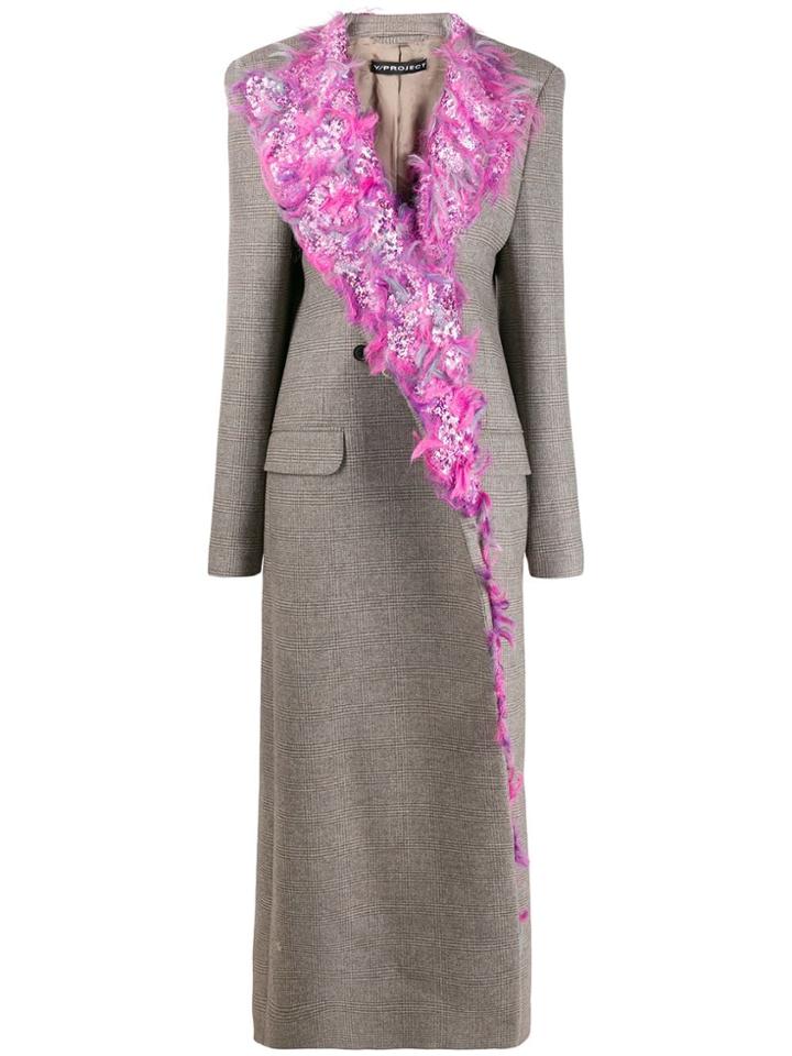 Y/project Fitted Sequin-embellished Coat - Grey